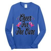 Pink Ribbon Cheer For The Cure Breast Cancer Awareness Funny Gift Tall Long Sleeve T-Shirt