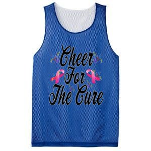 Pink Ribbon Cheer For The Cure Breast Cancer Awareness Funny Gift Mesh Reversible Basketball Jersey Tank