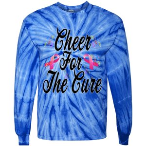 Pink Ribbon Cheer For The Cure Breast Cancer Awareness Funny Gift Tie-Dye Long Sleeve Shirt