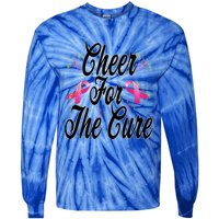 Pink Ribbon Cheer For The Cure Breast Cancer Awareness Funny Gift Tie-Dye Long Sleeve Shirt