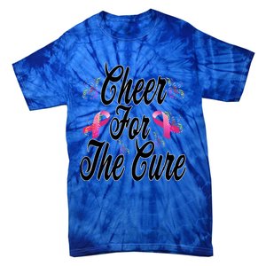 Pink Ribbon Cheer For The Cure Breast Cancer Awareness Funny Gift Tie-Dye T-Shirt