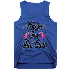 Pink Ribbon Cheer For The Cure Breast Cancer Awareness Funny Gift Tank Top