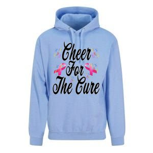 Pink Ribbon Cheer For The Cure Breast Cancer Awareness Funny Gift Unisex Surf Hoodie