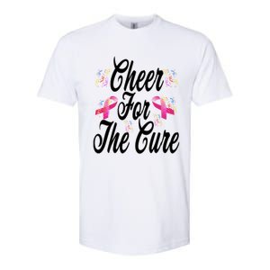 Pink Ribbon Cheer For The Cure Breast Cancer Awareness Funny Gift Softstyle CVC T-Shirt