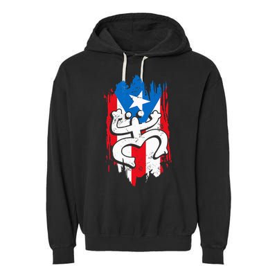 Puerto Rico Coqui Taino Symbol Puerto Rican Flag Frog Retro Garment-Dyed Fleece Hoodie