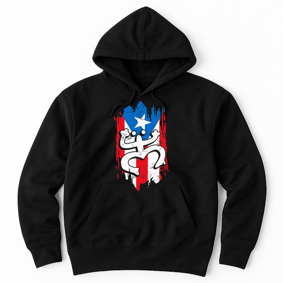 Puerto Rico Coqui Taino Symbol Puerto Rican Flag Frog Retro Hoodie