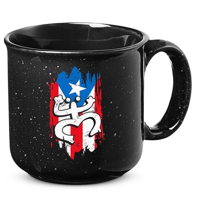 Puerto Rico Coqui Taino Symbol Puerto Rican Flag Frog Retro 15oz Campfire Ceramic Mug