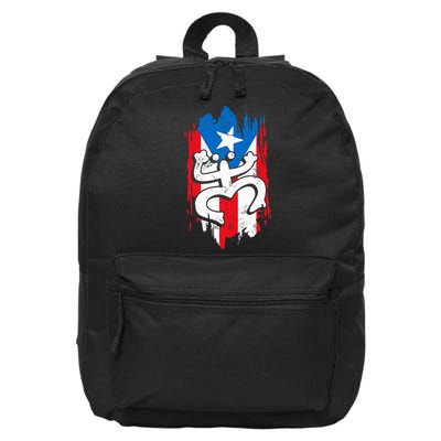 Puerto Rico Coqui Taino Symbol Puerto Rican Flag Frog Retro 16 in Basic Backpack