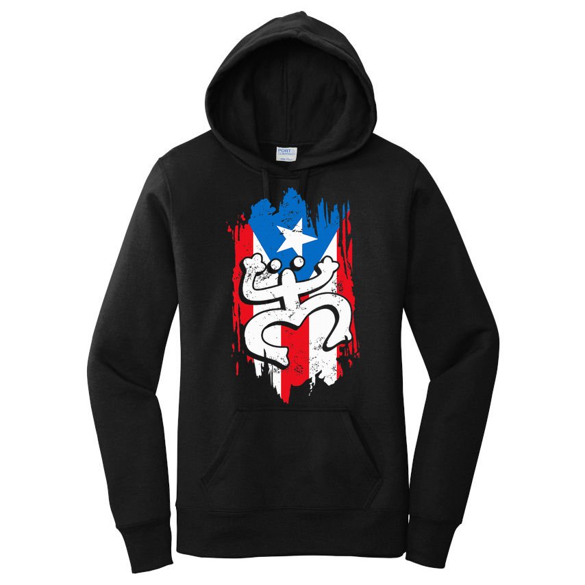 Puerto Rico Coqui Taino Symbol Puerto Rican Flag Frog Retro Women's Pullover Hoodie