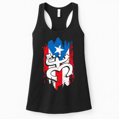Puerto Rico Coqui Taino Symbol Puerto Rican Flag Frog Retro Womens Tank Top