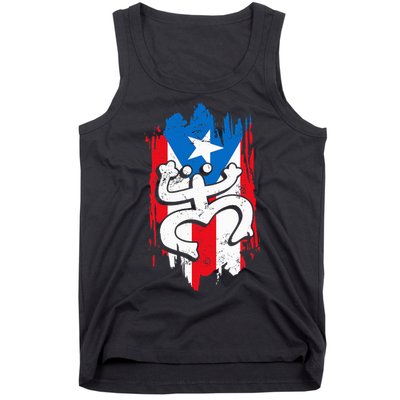 Puerto Rico Coqui Taino Symbol Puerto Rican Flag Frog Retro Tank Top