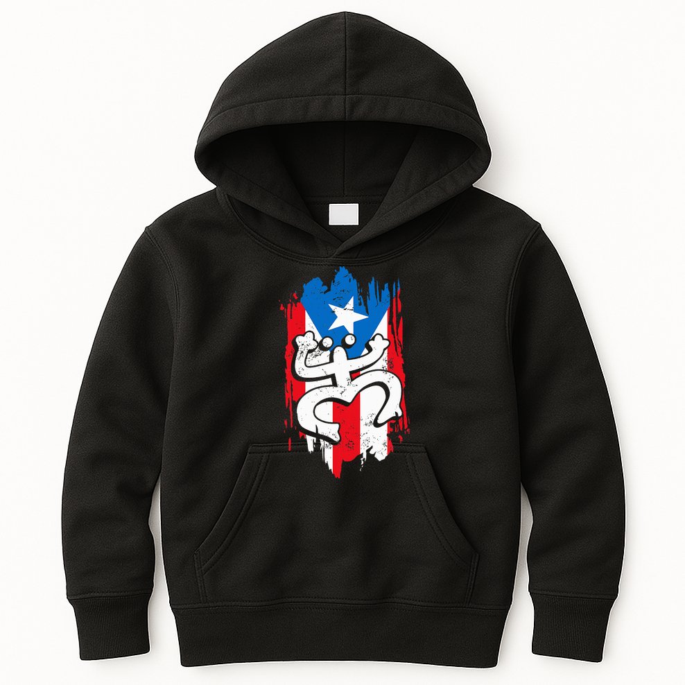 Puerto Rico Coqui Taino Symbol Puerto Rican Flag Frog Retro Kids Hoodie