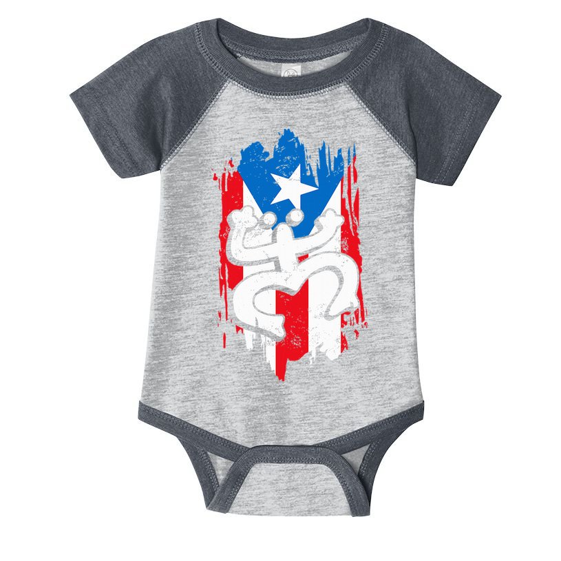 Puerto Rico Coqui Taino Symbol Puerto Rican Flag Frog Retro Infant Baby Jersey Bodysuit