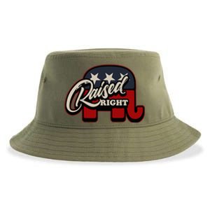 Patriotic Republican Conservative Usa American Raised Right Sustainable Bucket Hat