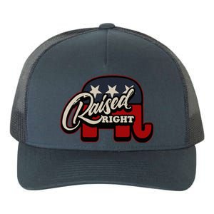 Patriotic Republican Conservative Usa American Raised Right Yupoong Adult 5-Panel Trucker Hat