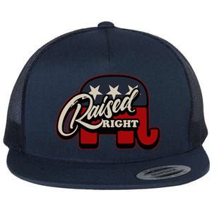 Patriotic Republican Conservative Usa American Raised Right Flat Bill Trucker Hat