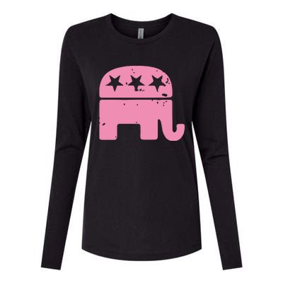 Pink Republican Cute Gop Elephant Christmas Womens Cotton Relaxed Long Sleeve T-Shirt