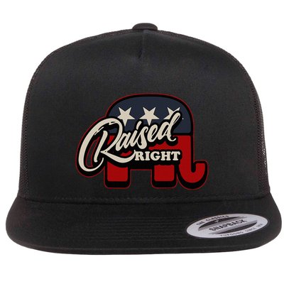 Patriotic Republican Conservative Usa American Raised Right Flat Bill Trucker Hat
