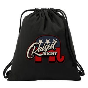 Patriotic Republican Conservative USA American Raised Right Drawstring Bag