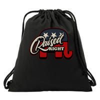 Patriotic Republican Conservative USA American Raised Right Drawstring Bag