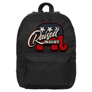 Patriotic Republican Conservative USA American Raised Right 16 in Basic Backpack