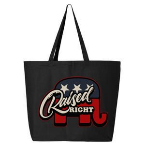 Patriotic Republican Conservative USA American Raised Right 25L Jumbo Tote