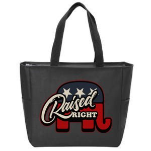 Patriotic Republican Conservative USA American Raised Right Zip Tote Bag