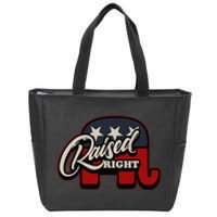 Patriotic Republican Conservative USA American Raised Right Zip Tote Bag