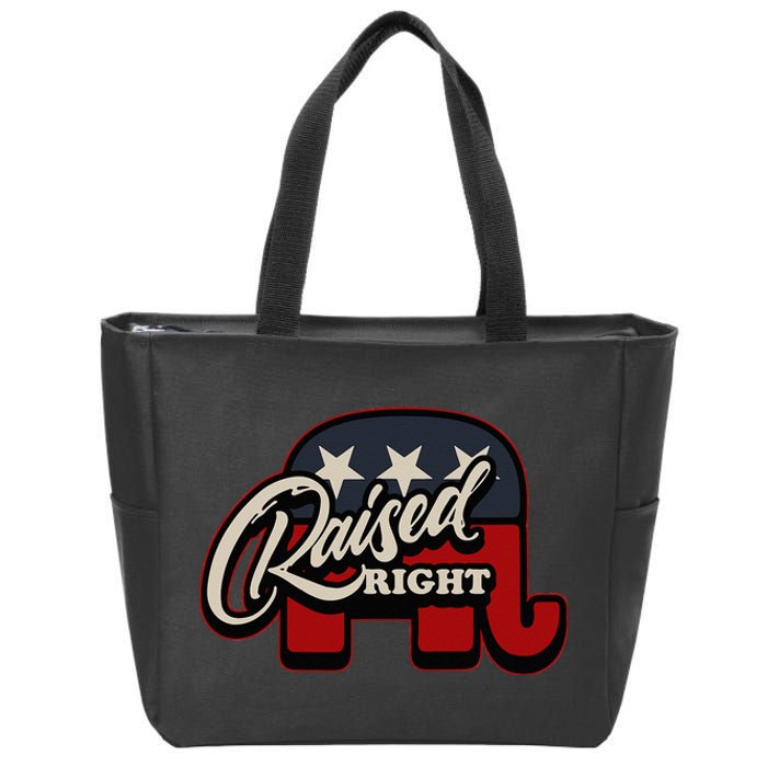 Patriotic Republican Conservative USA American Raised Right Zip Tote Bag