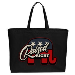 Patriotic Republican Conservative USA American Raised Right Cotton Canvas Jumbo Tote