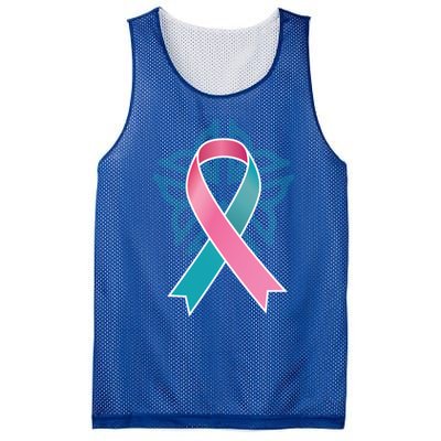 Previvor Ribbon Cute Gift Mesh Reversible Basketball Jersey Tank