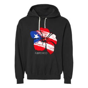 Puerto Rico Culture Roots Amapola Boricua Flag Garment-Dyed Fleece Hoodie