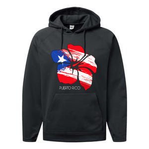 Puerto Rico Culture Roots Amapola Boricua Flag Performance Fleece Hoodie