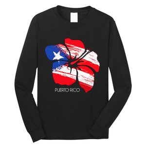 Puerto Rico Culture Roots Amapola Boricua Flag Long Sleeve Shirt