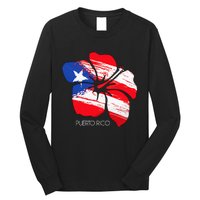 Puerto Rico Culture Roots Amapola Boricua Flag Long Sleeve Shirt