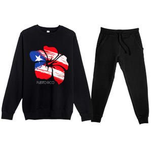 Puerto Rico Culture Roots Amapola Boricua Flag Premium Crewneck Sweatsuit Set