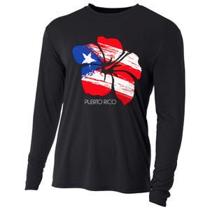 Puerto Rico Culture Roots Amapola Boricua Flag Cooling Performance Long Sleeve Crew