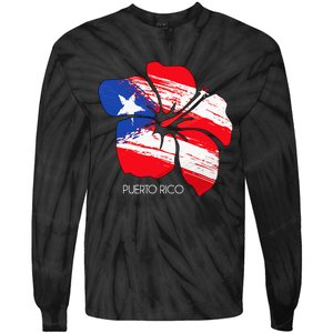 Puerto Rico Culture Roots Amapola Boricua Flag Tie-Dye Long Sleeve Shirt