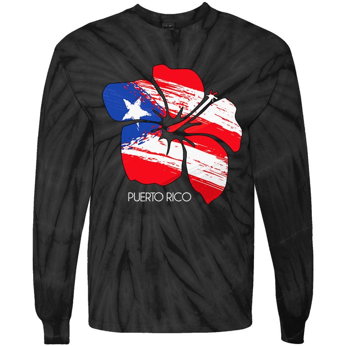 Puerto Rico Culture Roots Amapola Boricua Flag Tie-Dye Long Sleeve Shirt