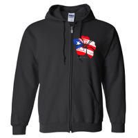 Puerto Rico Culture Roots Amapola Boricua Flag Full Zip Hoodie