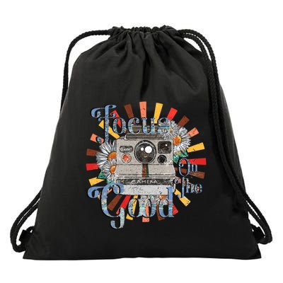 Photography Retro Camera Focus On The Good Photographer Life Cool Gift Drawstring Bag