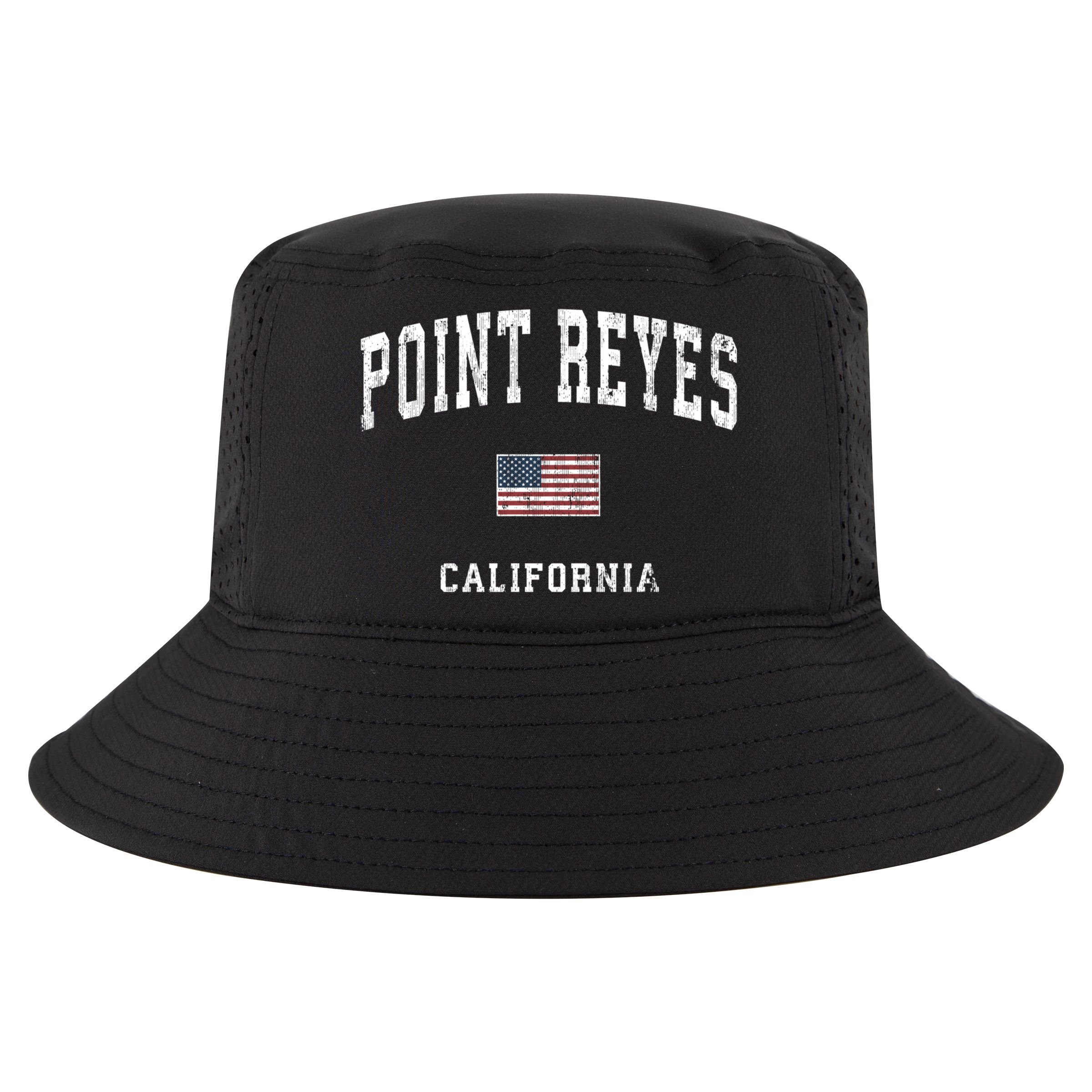 Point Reyes California Ca Vintage American Flag Sports Cute Gift Cool Comfort Performance Bucket Hat