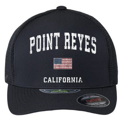Point Reyes California Ca Vintage American Flag Sports Cute Gift Flexfit Unipanel Trucker Cap