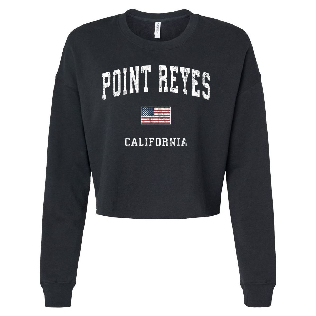 Point Reyes California Ca Vintage American Flag Sports Cute Gift Cropped Pullover Crew