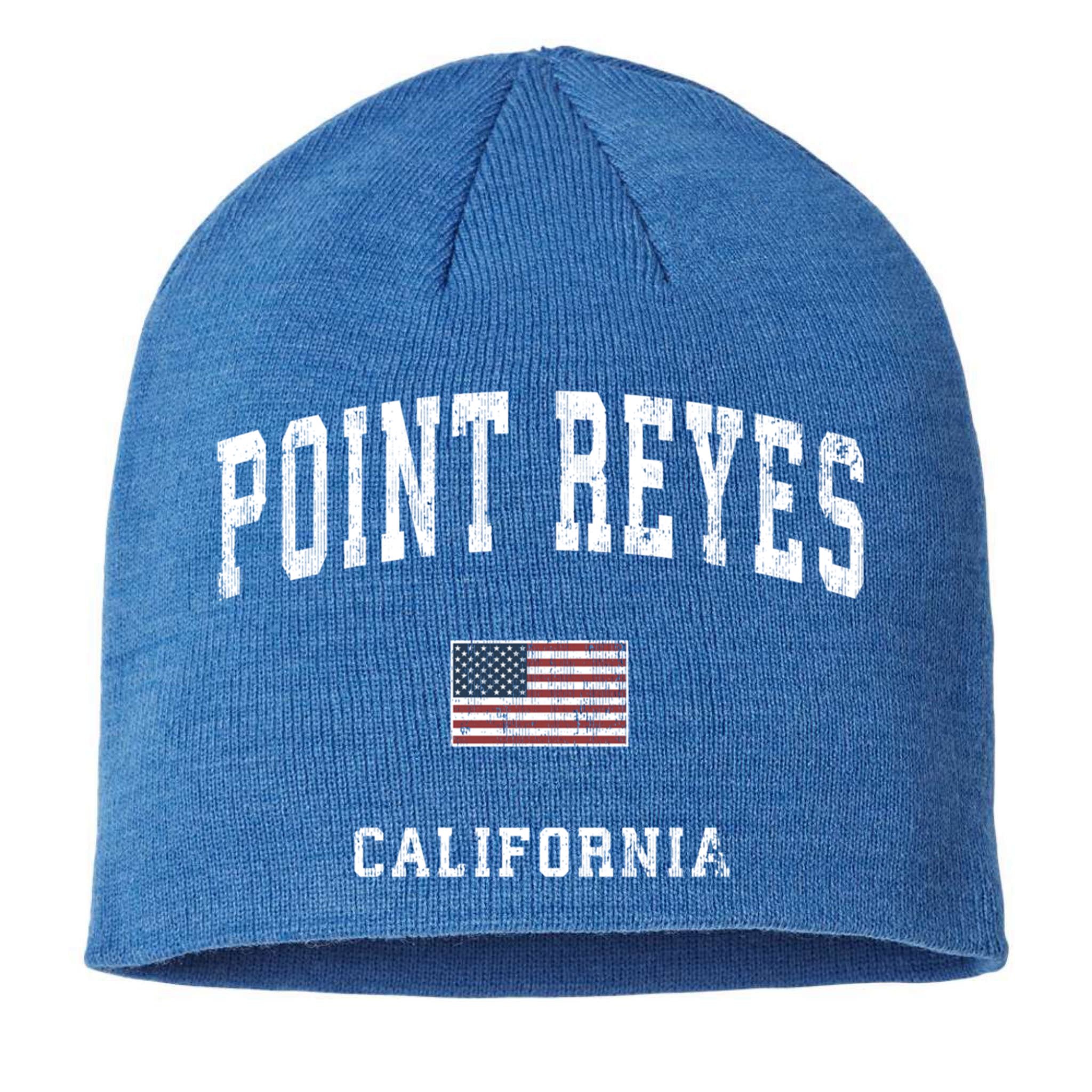 Point Reyes California Ca Vintage American Flag Sports Cute Gift Sustainable Beanie