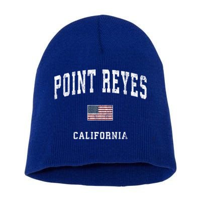 Point Reyes California Ca Vintage American Flag Sports Cute Gift Short Acrylic Beanie