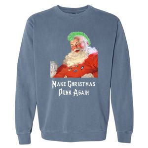 Punk Rock Christmas Santa Punk Rock Great Gift Garment-Dyed Sweatshirt