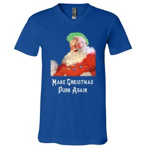 Punk Rock Christmas Santa Punk Rock Great Gift V-Neck T-Shirt