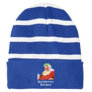 Punk Rock Christmas Santa Punk Rock Great Gift Striped Beanie with Solid Band