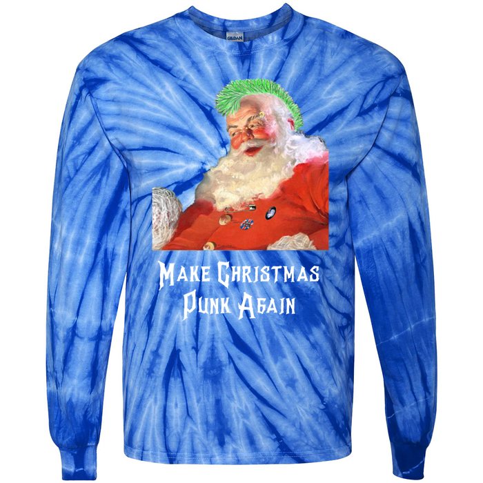 Punk Rock Christmas Santa Punk Rock Great Gift Tie-Dye Long Sleeve Shirt